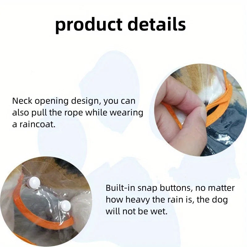 Clear Transparent Pet Raincoat with Hood - Waterproof Poncho for Small Dogs & Cats