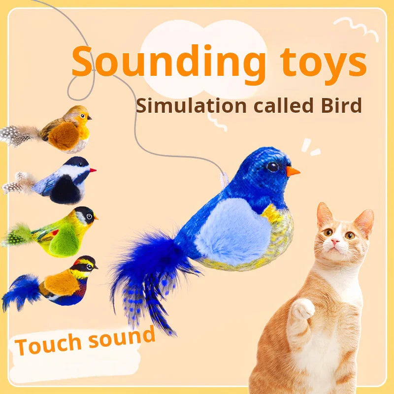 Interactive Bird Sound Cat Toy - Plush Hanging Teaser with Realistic Calls