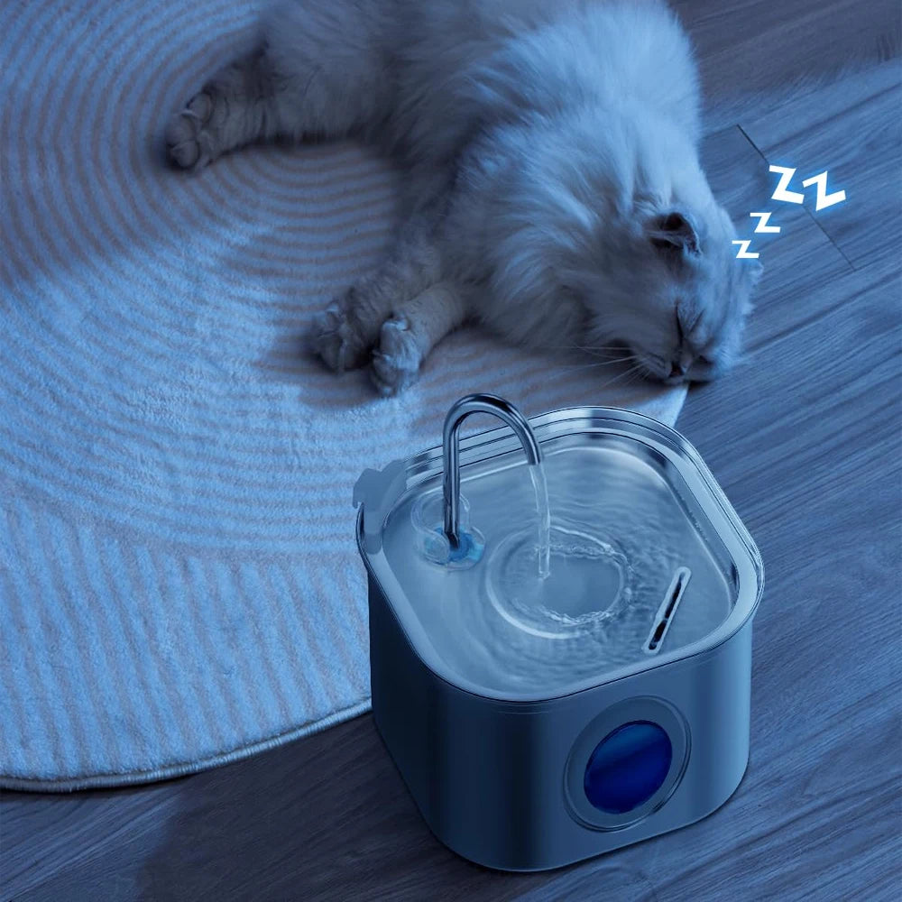 Automatic Pet Water Fountain 2.2L - Stainless Steel with Viewing Window