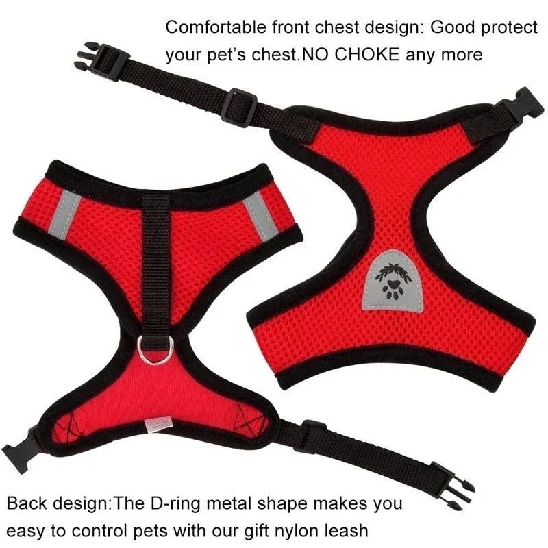 Adjustable Small Dog Harness and Leash Set - Breathable Vest