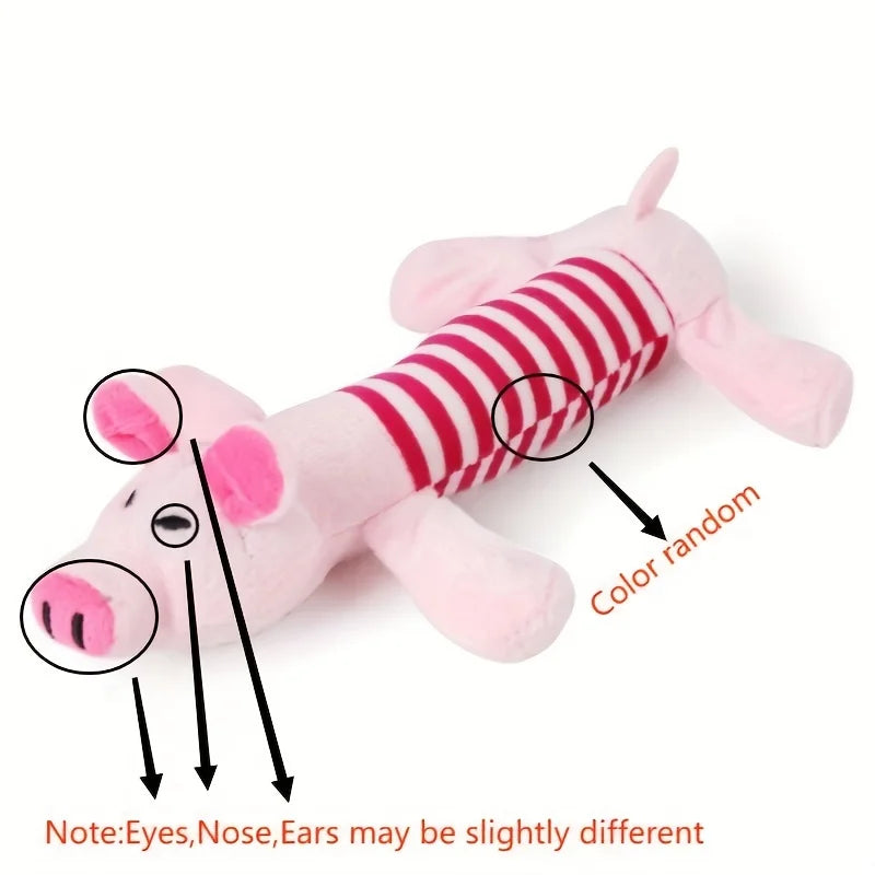 Bite-Resistant Plush Dog Toys - Cartoon Animal Squeaky Chew Toys Set