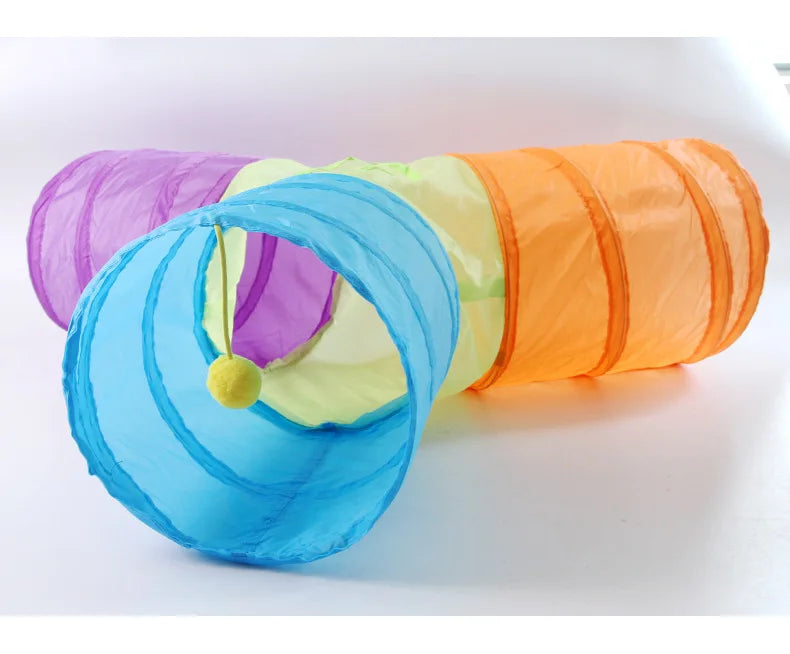 Y-Shaped Rainbow Cat Tunnel — 3-Way Interactive Play Tube