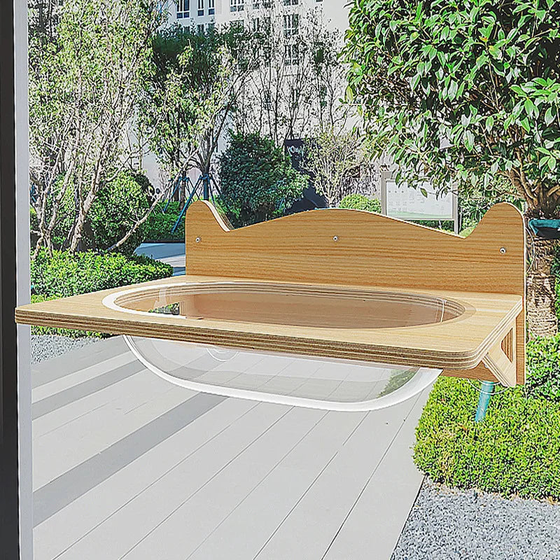 Cat Window Perch – Wooden Capsule Hammock Bed with Suction Cups
