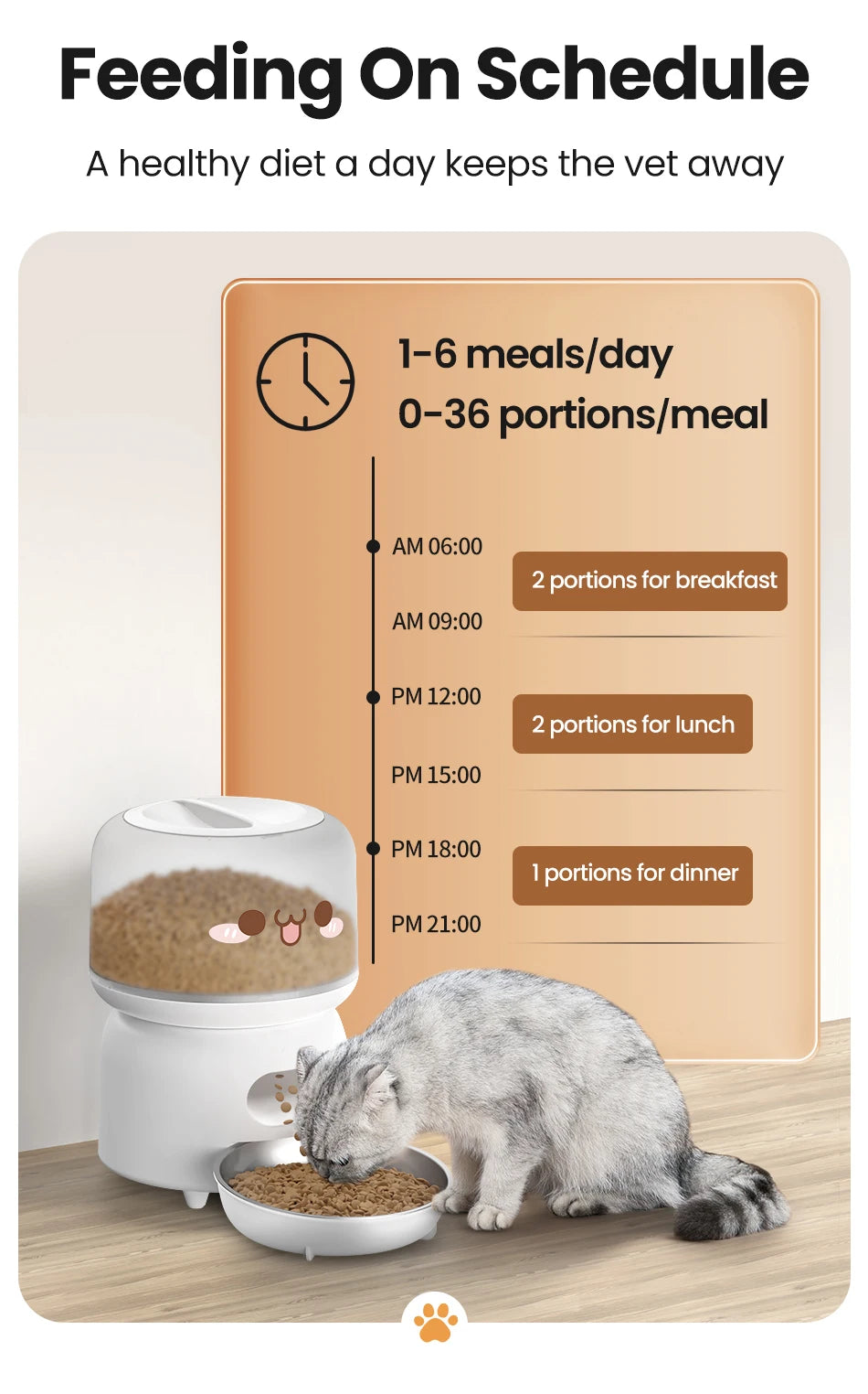 3L Smart WiFi Automatic Pet Feeder with Button Control and Remote Feeding