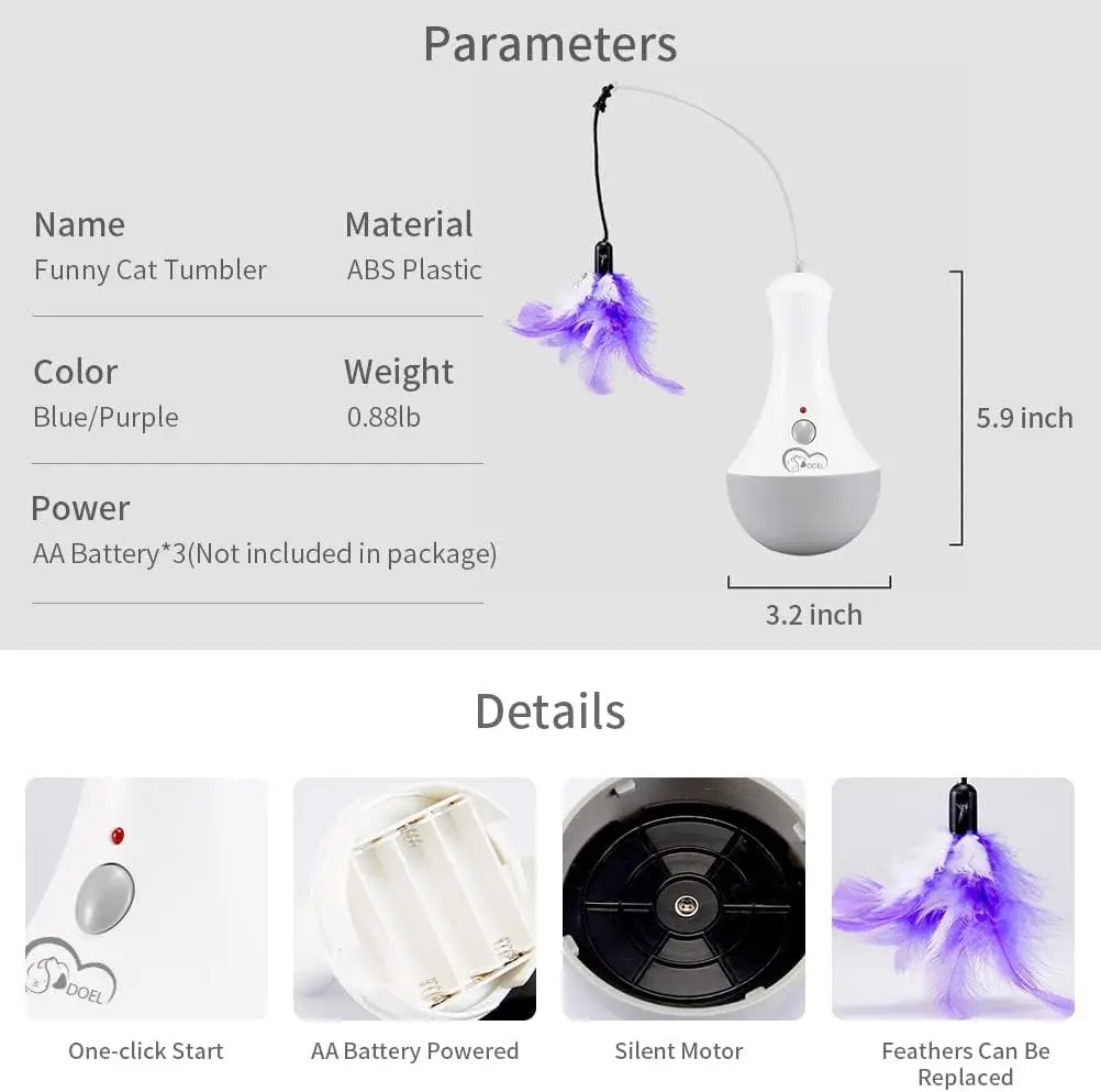 Interactive Feather Cat Toy - Automatic Teaser Wand for Indoor Play