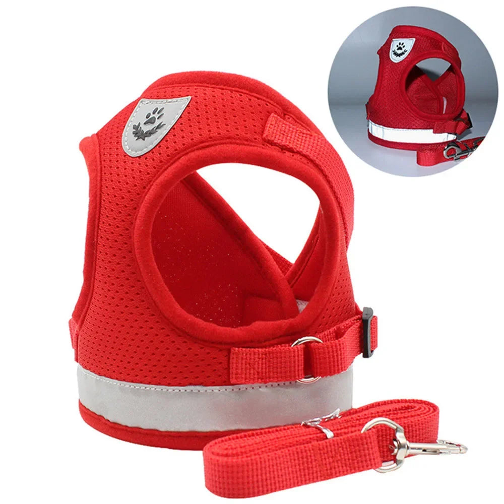 Cat Harness and Leash Set - Escape-Proof Reflective Mesh Vest