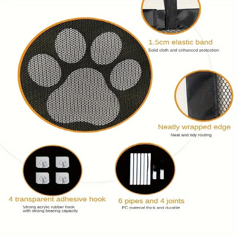 Portable Pet Safety Gate - Folding Mesh Barrier for Dogs and Pets