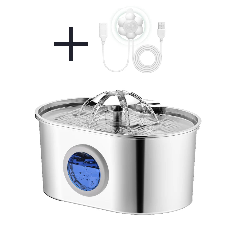 Automatic Cat Water Fountain Stainless Steel Pet Fountain Dog Water Dispenser With USB Electric Ultra-Quiet Pump Cat Supplies
