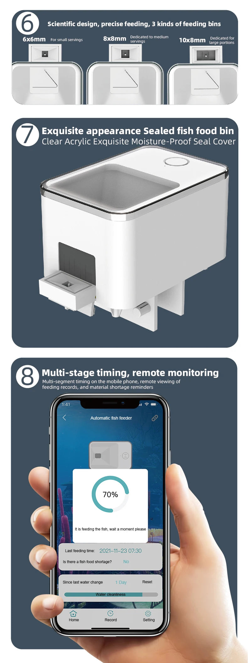 Smart WiFi Automatic Fish and Turtle Feeder - Multiple Capacity Options