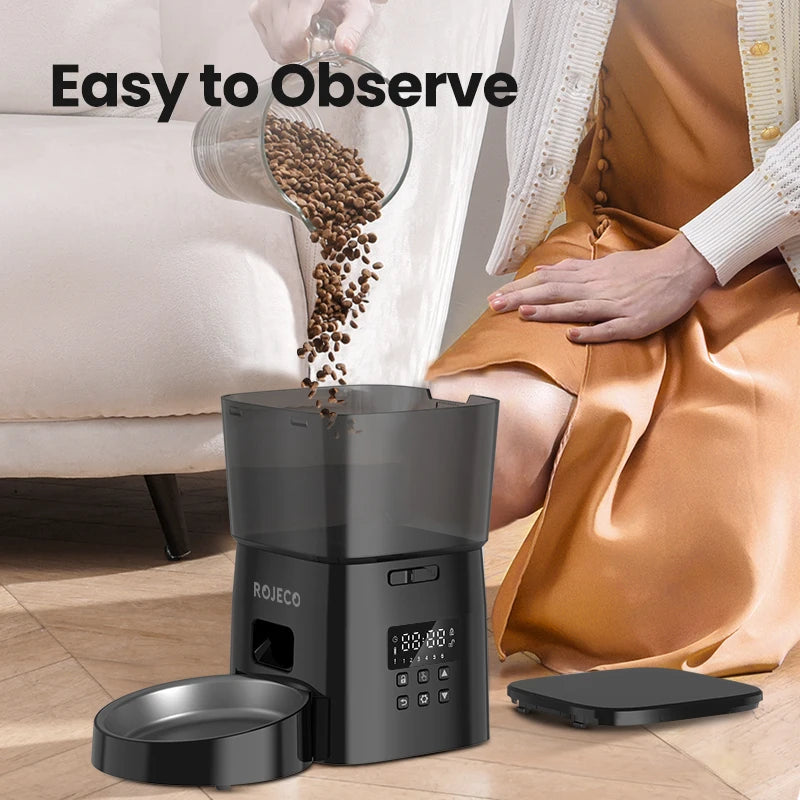 Smart Automatic Cat Feeder with Button Control and Kibble Dispenser