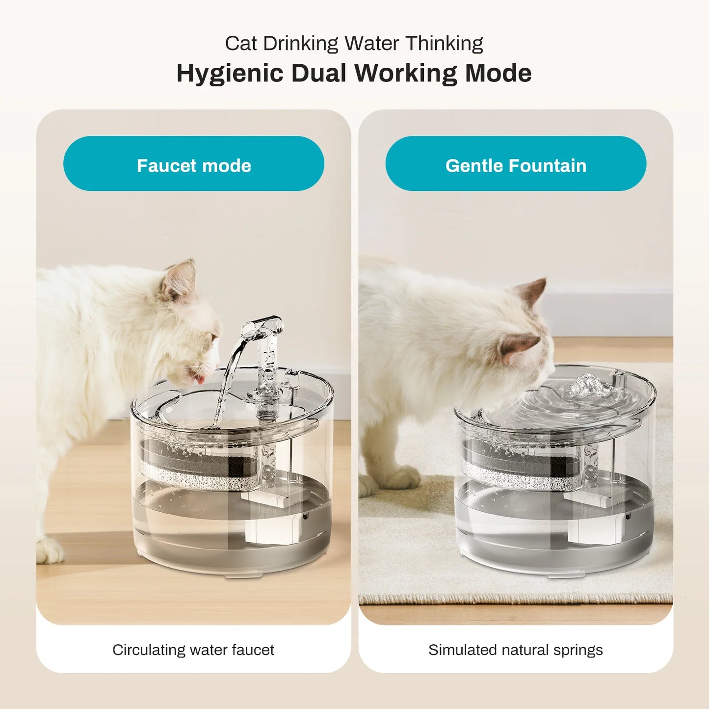 2.2L Silent Pet Water Fountain with Visible Filtration - Automatic Dispenser for Cats & Dogs