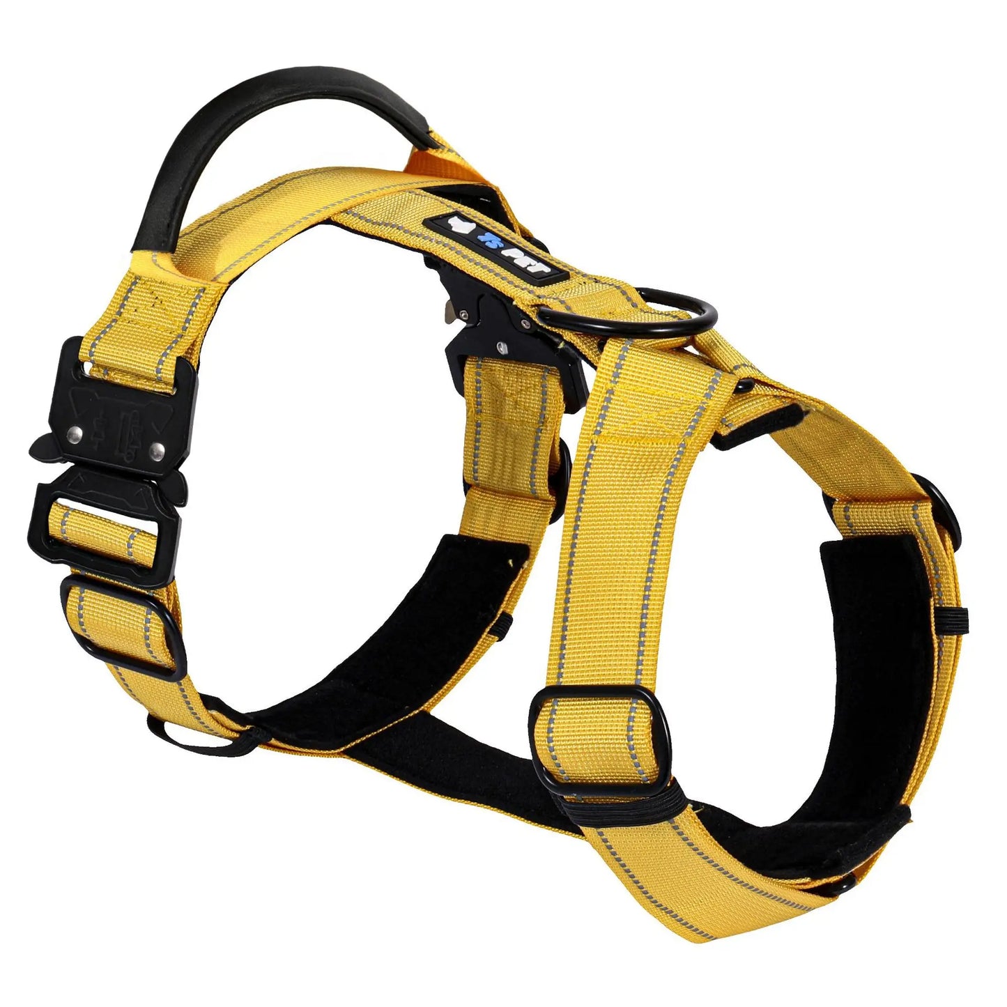 Y-Shaped No-Pull Dog Harness with Leather Handle — Soft Padded, Metal Buckles & Adjustable Fit