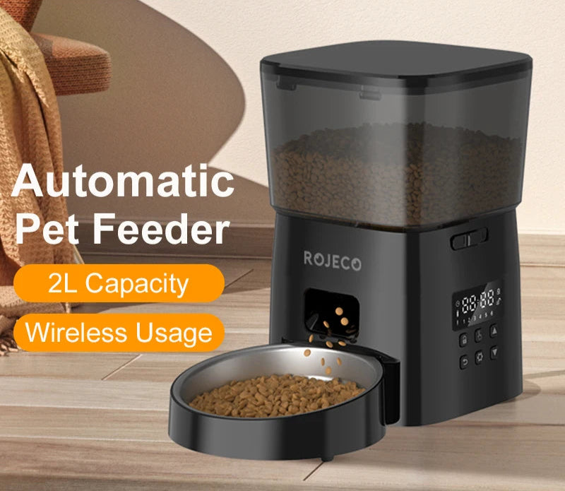 Smart Automatic Cat Feeder with Button Control and Kibble Dispenser