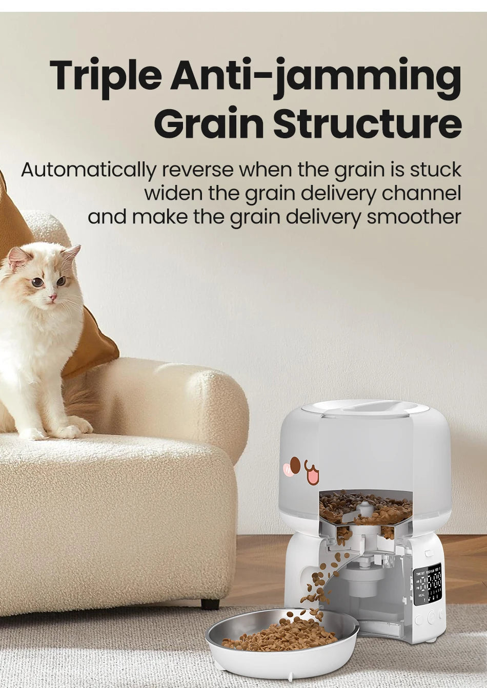 3L Smart WiFi Automatic Pet Feeder with Button Control and Remote Feeding