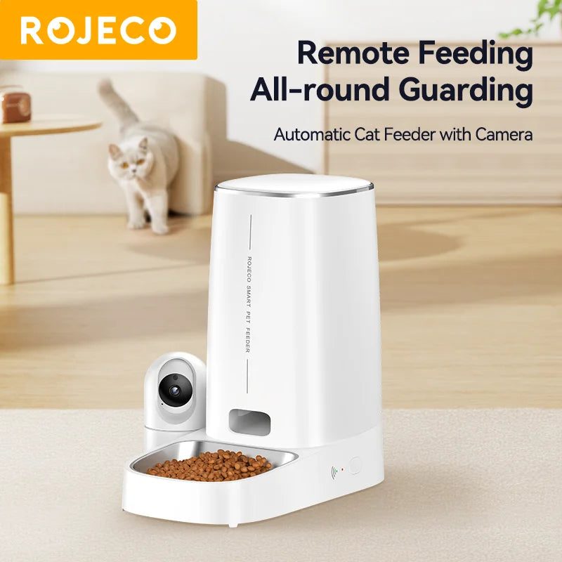 4L Automatic Pet Feeder with 360° Rotating Camera and WiFi Control