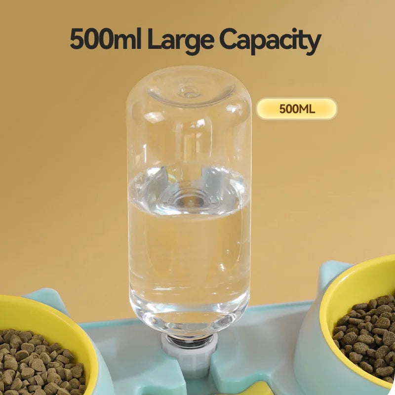 3-in-1 Pet Bowl Set with Automatic Water Dispenser and Dual Feeding System