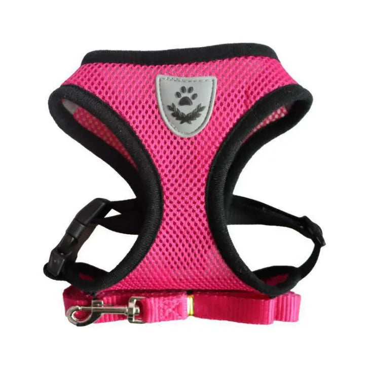 Adjustable Small Dog Harness and Leash Set - Breathable Vest