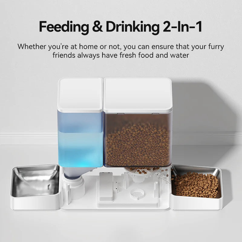 8.5L Automatic Pet Feeder with Water Fountain - WiFi Remote Control Smart Dispenser