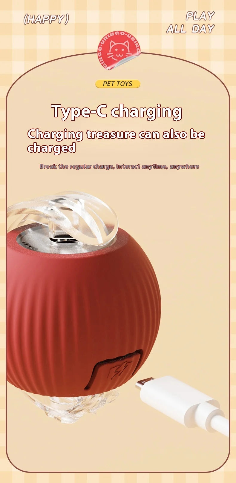 Electric Cat Ball Toy with Automatic Rolling and Teaser Bird - Interactive Pet Toy