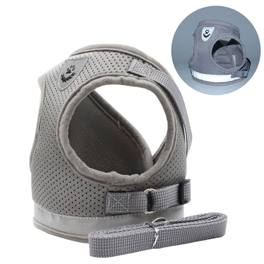 Cat Harness and Leash Set - Escape-Proof Reflective Mesh Vest