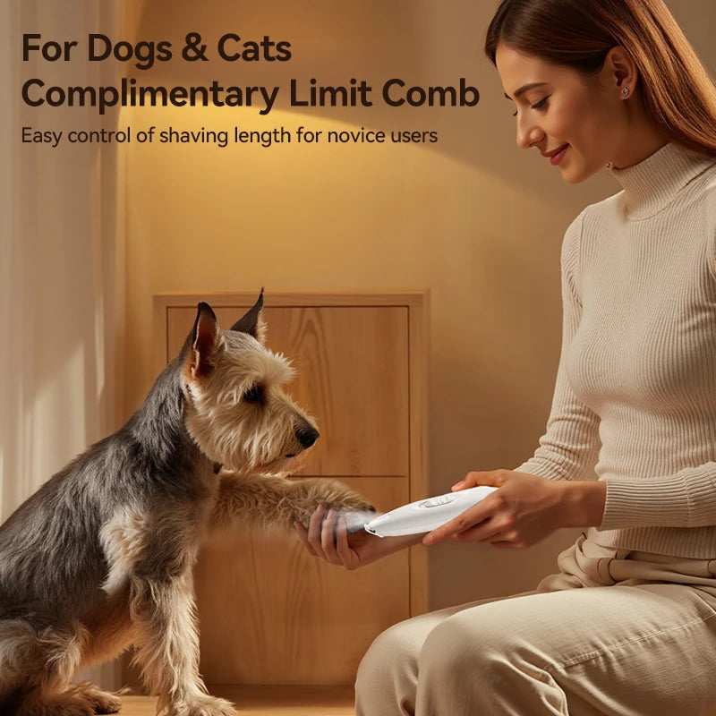 Professional Electric Pet Clipper with LED Light and Rechargeable Battery