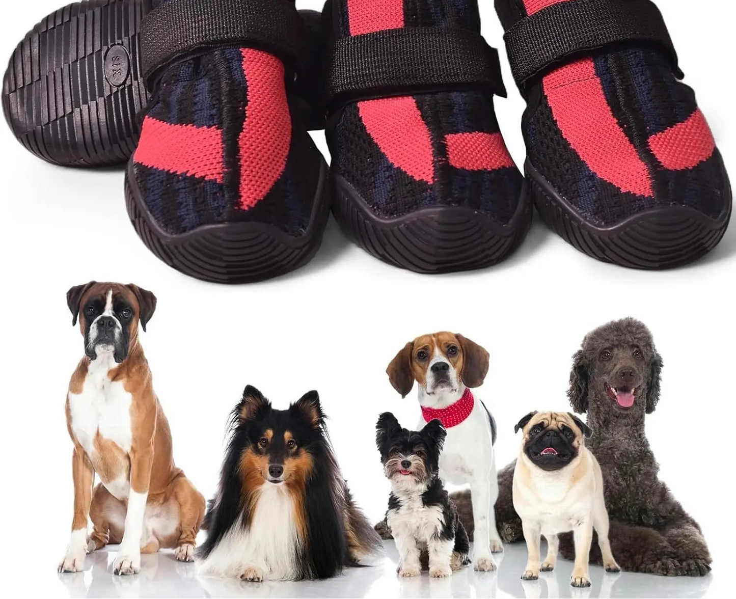 Breathable Dog Boots - Non-Slip Mesh Shoes for Walking, Running & Hiking