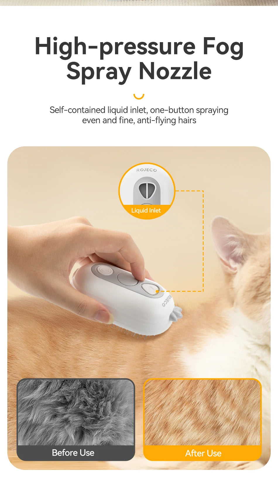 Electric Steam Pet Brush - Hair Removal Comb for Cats & Dogs