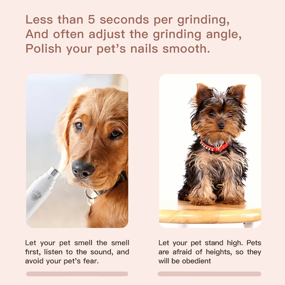 Wireless Electric Pet Nail Grinder with LED Light - USB Rechargeable Silent Trimmer