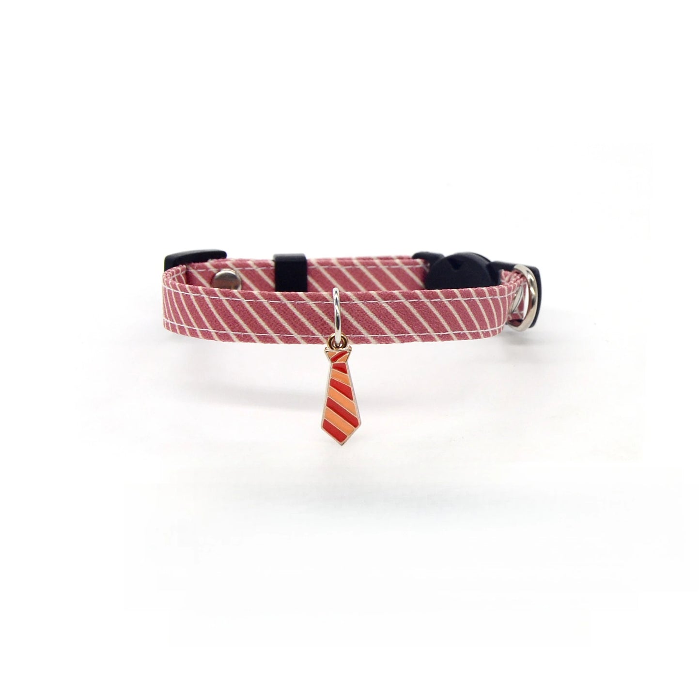 Collier pour chat rayé réglable avec nœud papillon et clochette