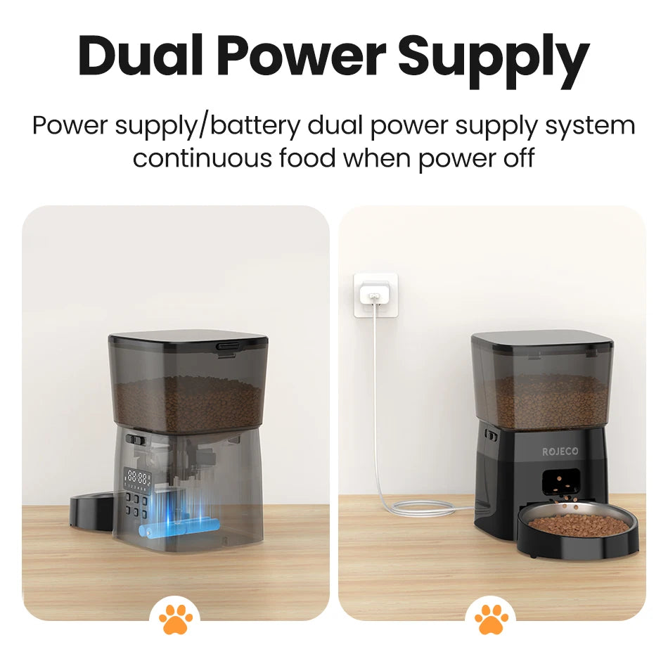 Smart Automatic Cat Feeder with Button Control and Kibble Dispenser