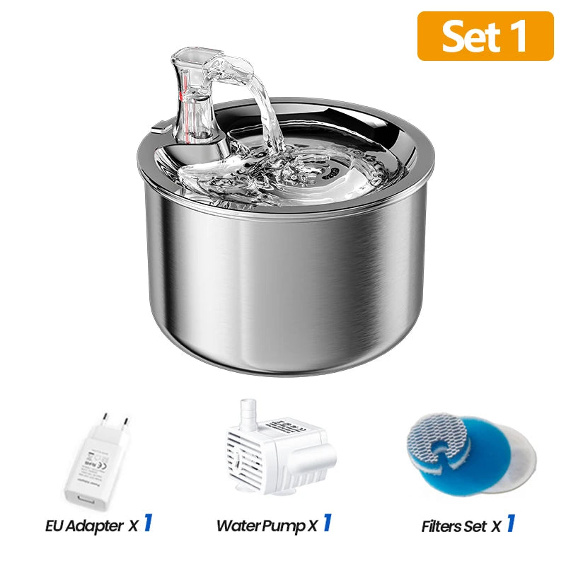 Premium Stainless Steel Cat Water Fountain with Smart Motion Sensor