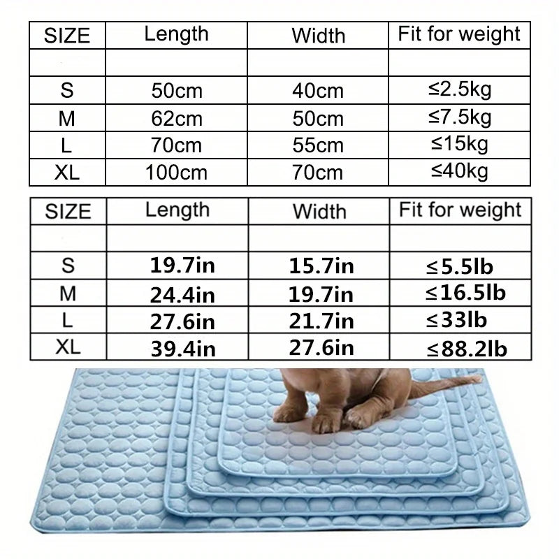 Self-Cooling Pet Mat with Ice Silk Technology - 40 Inch Summer Bed