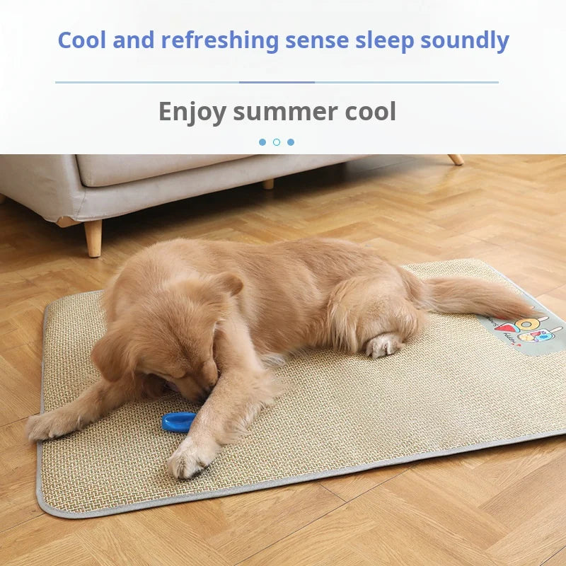 Summer Cooling Mat - Oversized Breathable Bamboo Rattan Pet Mat