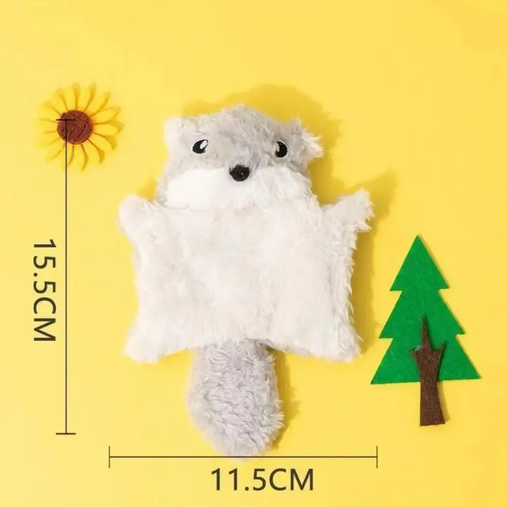 Plush Flying Squirrel Cat Teaser Toy with Crinkle Sound