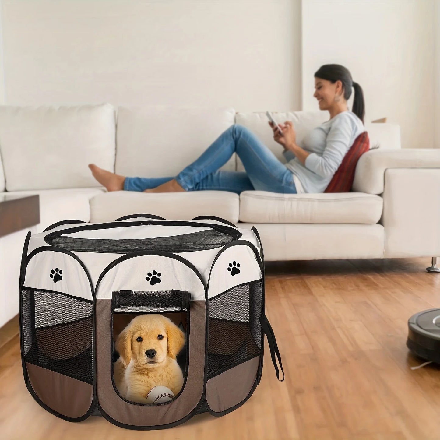 Portable Pet Playpen & Tent - Foldable Outdoor Enclosure for Dogs & Cats