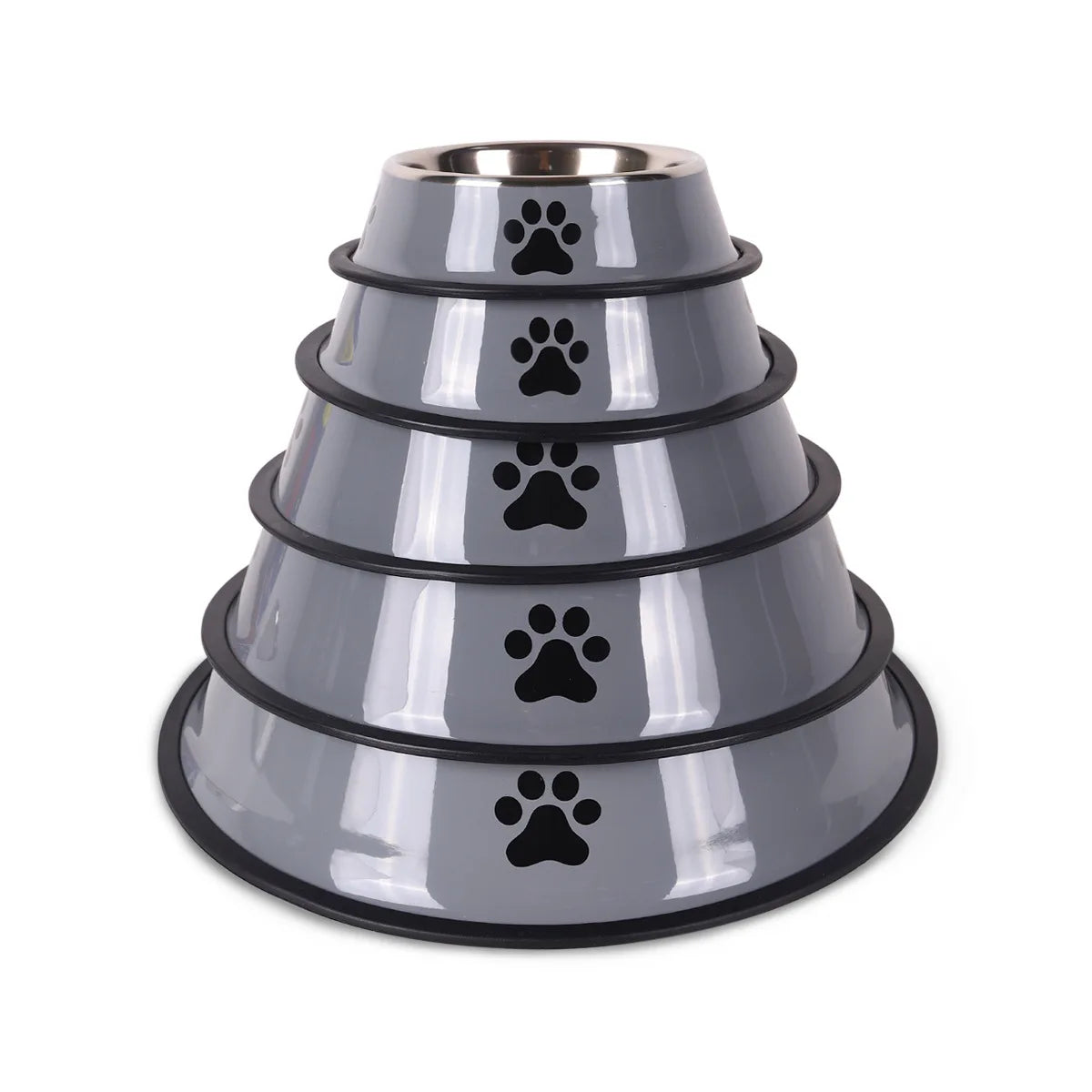 Stainless Steel Pet Bowls Set - 2 Pack Non-Slip Stackable Dishes