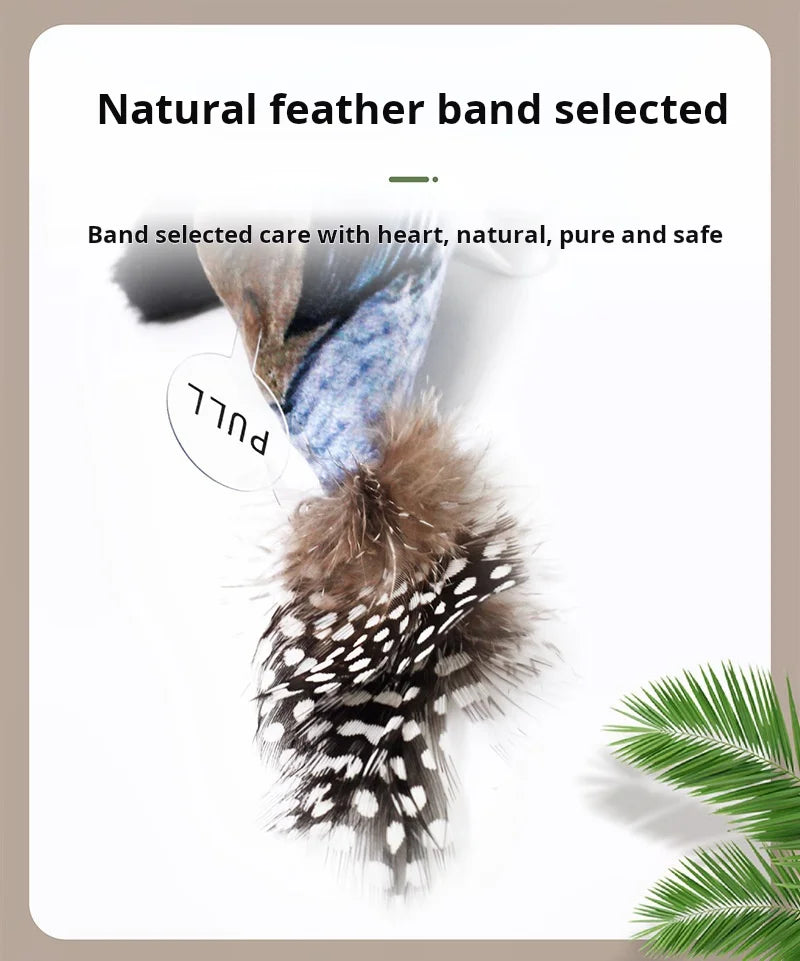 Interactive Bird Sound Cat Toy - Plush Hanging Teaser with Realistic Calls