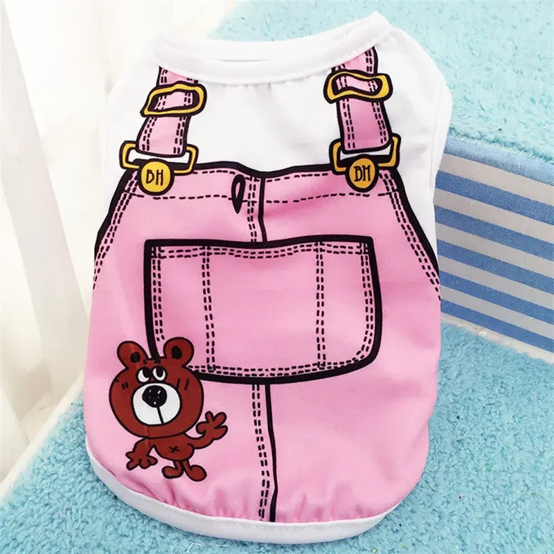 Summer Pet T-Shirt - Cartoon Soft Vest for Small Dogs and Cats