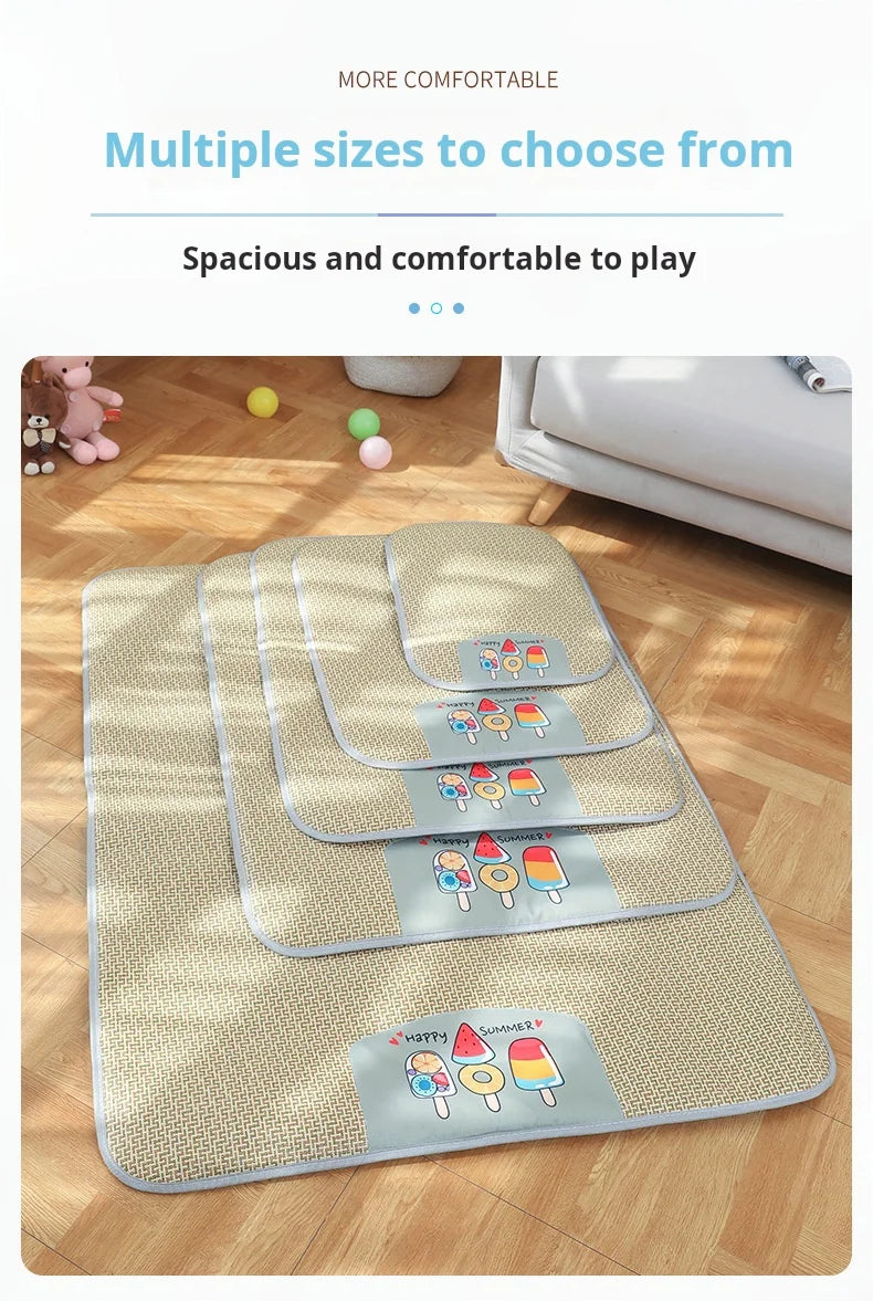 Summer Cooling Mat - Oversized Breathable Bamboo Rattan Pet Mat