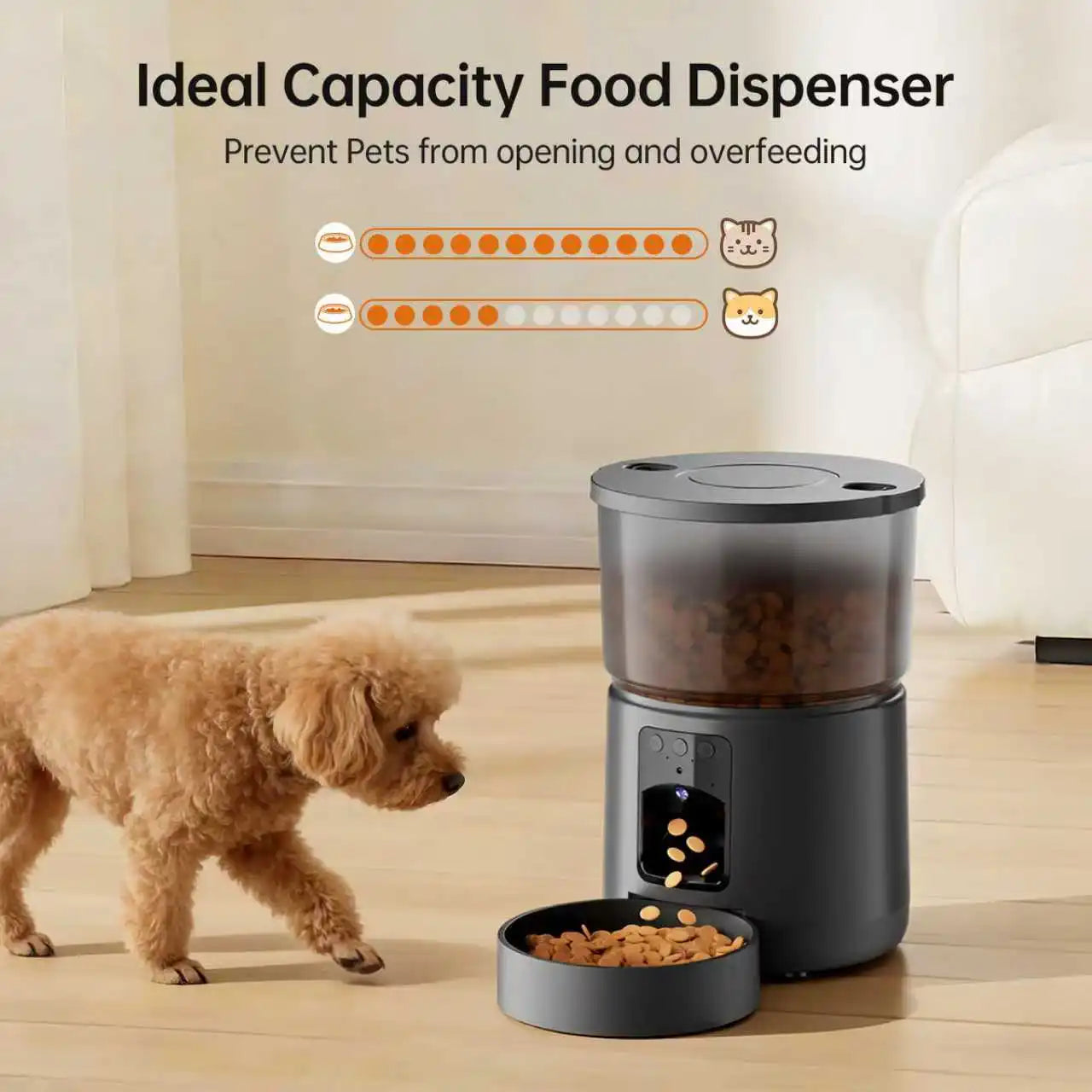 Distributeur automatique de croquettes avec caméra, mangeoire intelligente WiFi double bande pour chats et chiens, conception anti-blocage + interphone vocal