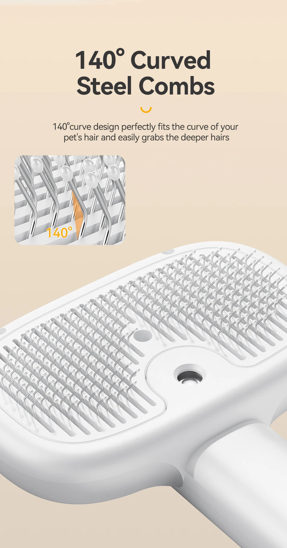 Pet Steam Comb - Electric Spray Brush for Dog & Cat Hair Removal and Grooming