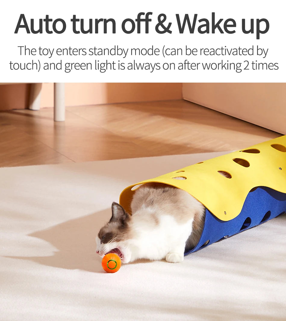 Smart Automatic Bouncing Cat Ball - Interactive LED Self-Moving Pet Toy
