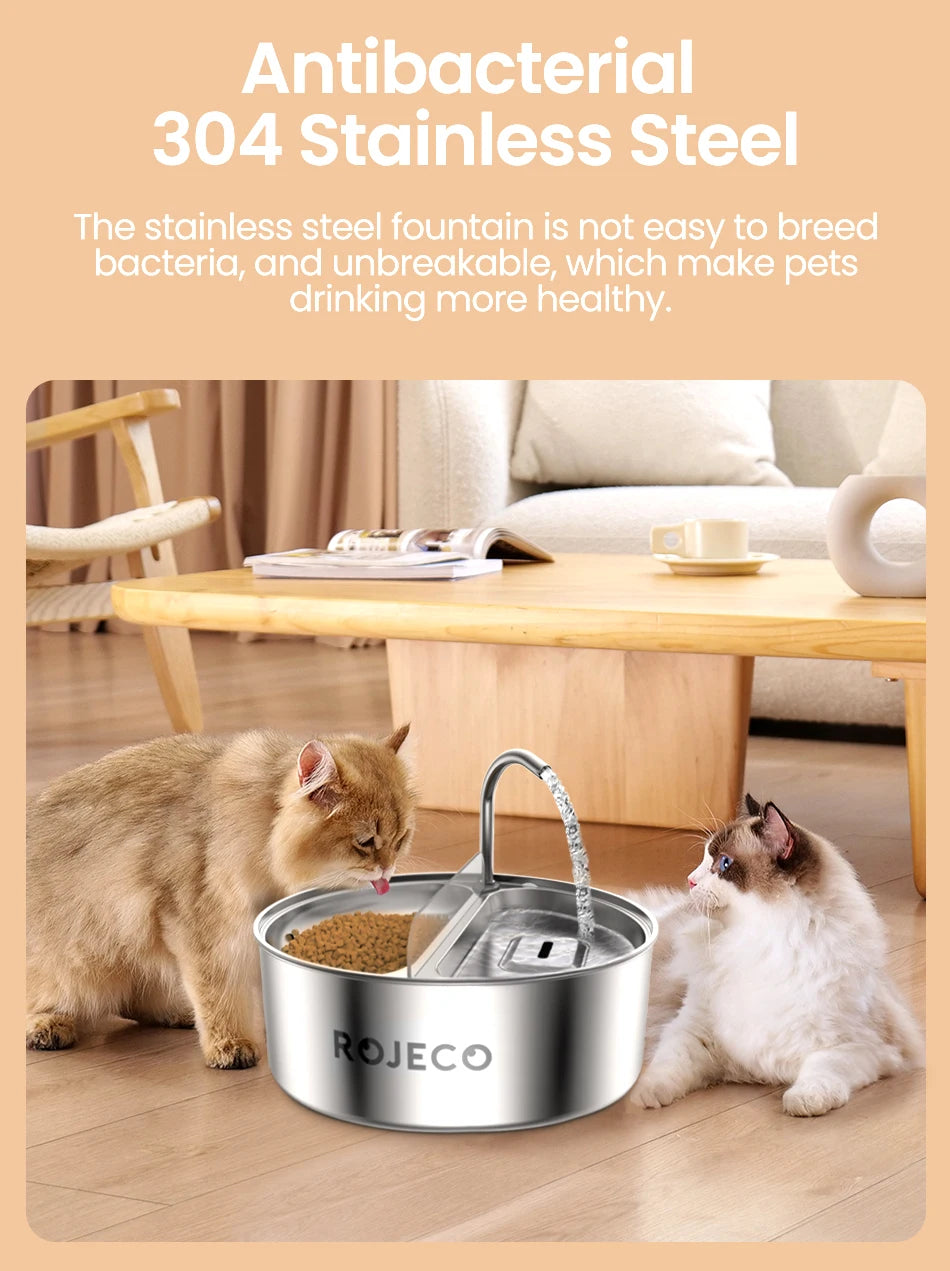 2-in-1 Automatic Pet Water Dispenser with Stainless Steel Feeder Bowl
