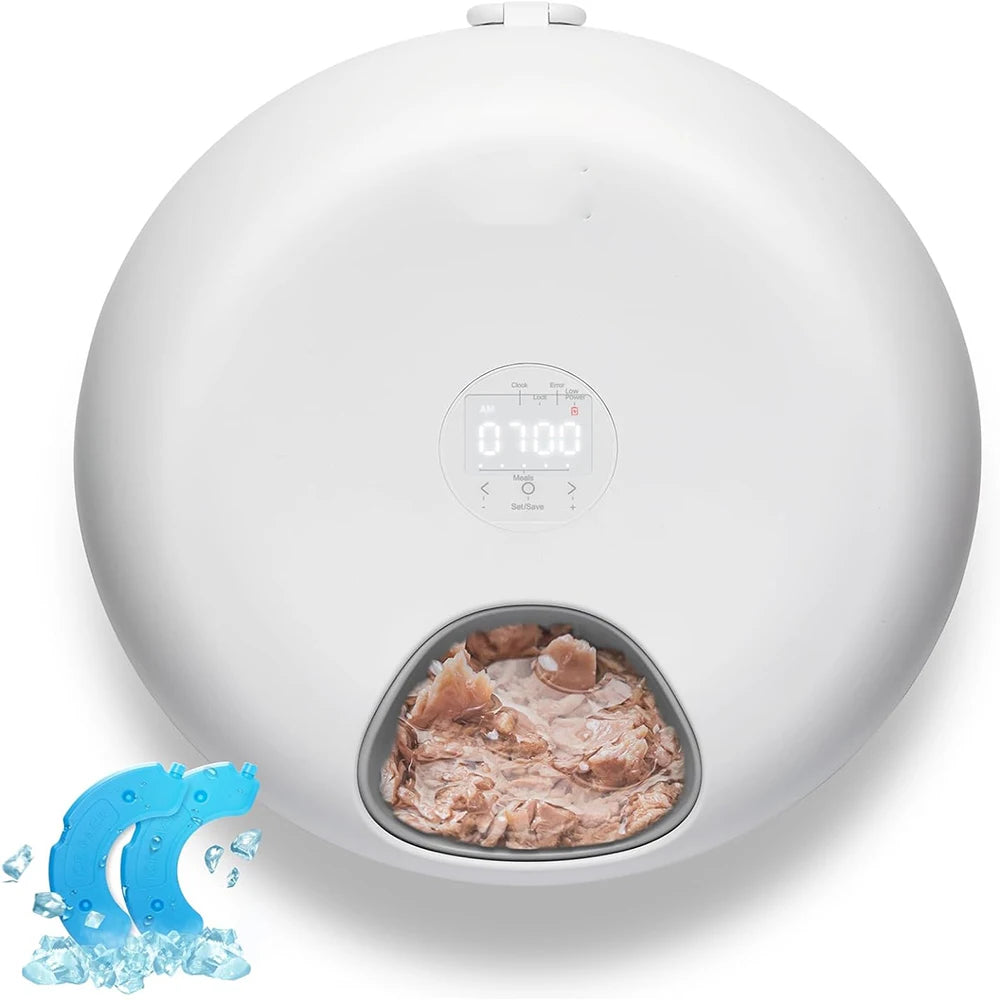 Distributeur automatique de nourriture pour animaux de compagnie Wi-Fi pour aliments secs, humides et surgelés, avec minuteur et contrôle des portions, amovible, pour chiens et chats.