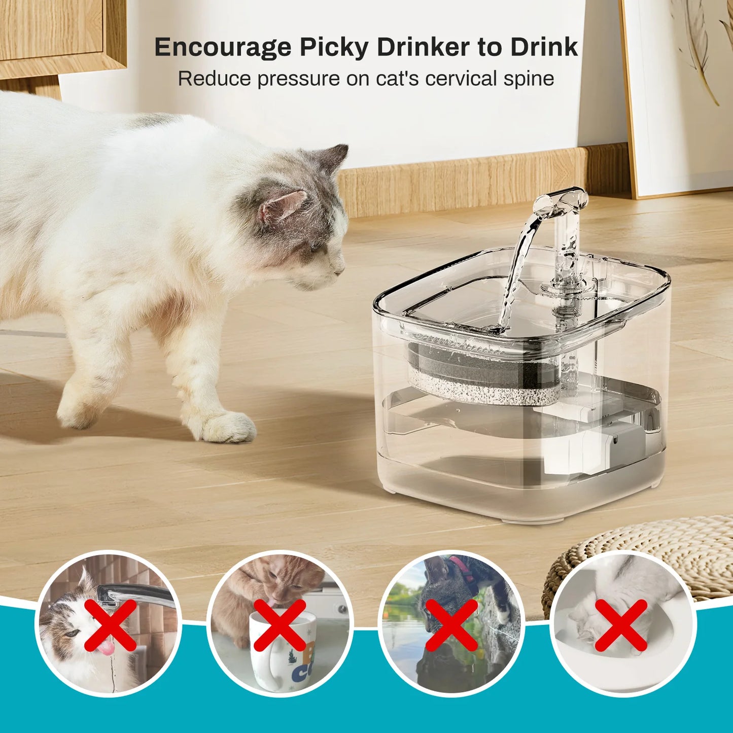 2.2L Silent Pet Water Fountain with Visible Filtration - Automatic Dispenser for Cats & Dogs