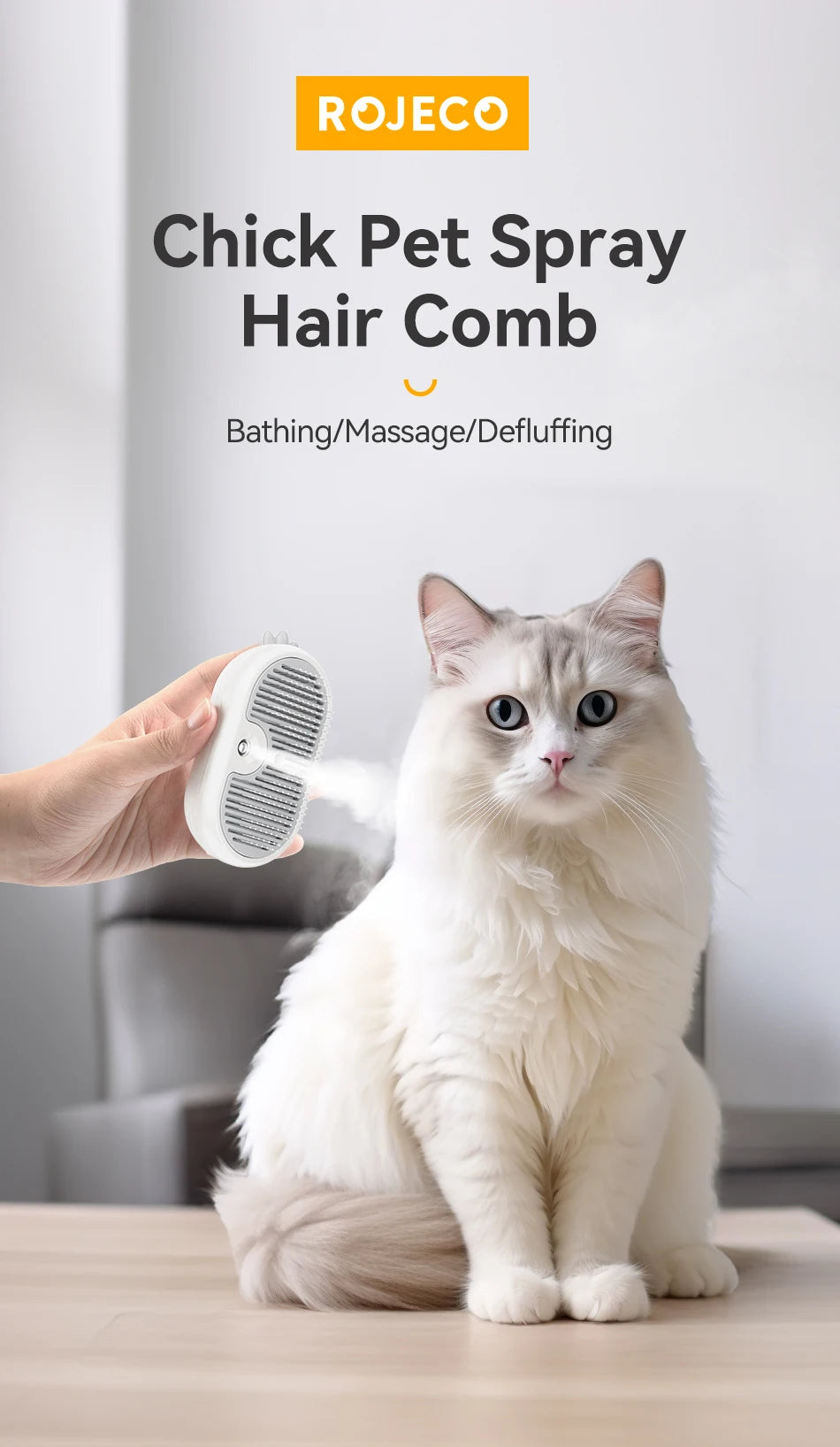 Electric Steam Pet Brush - Hair Removal Comb for Cats & Dogs