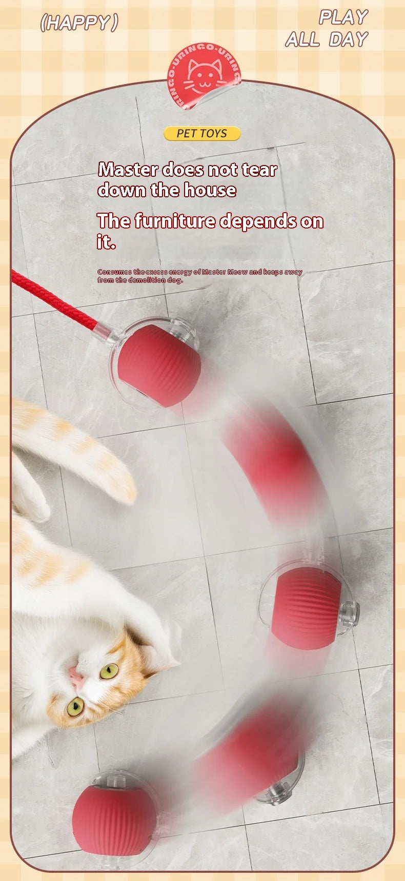 Electric Cat Ball Toy with Automatic Rolling and Teaser Bird - Interactive Pet Toy
