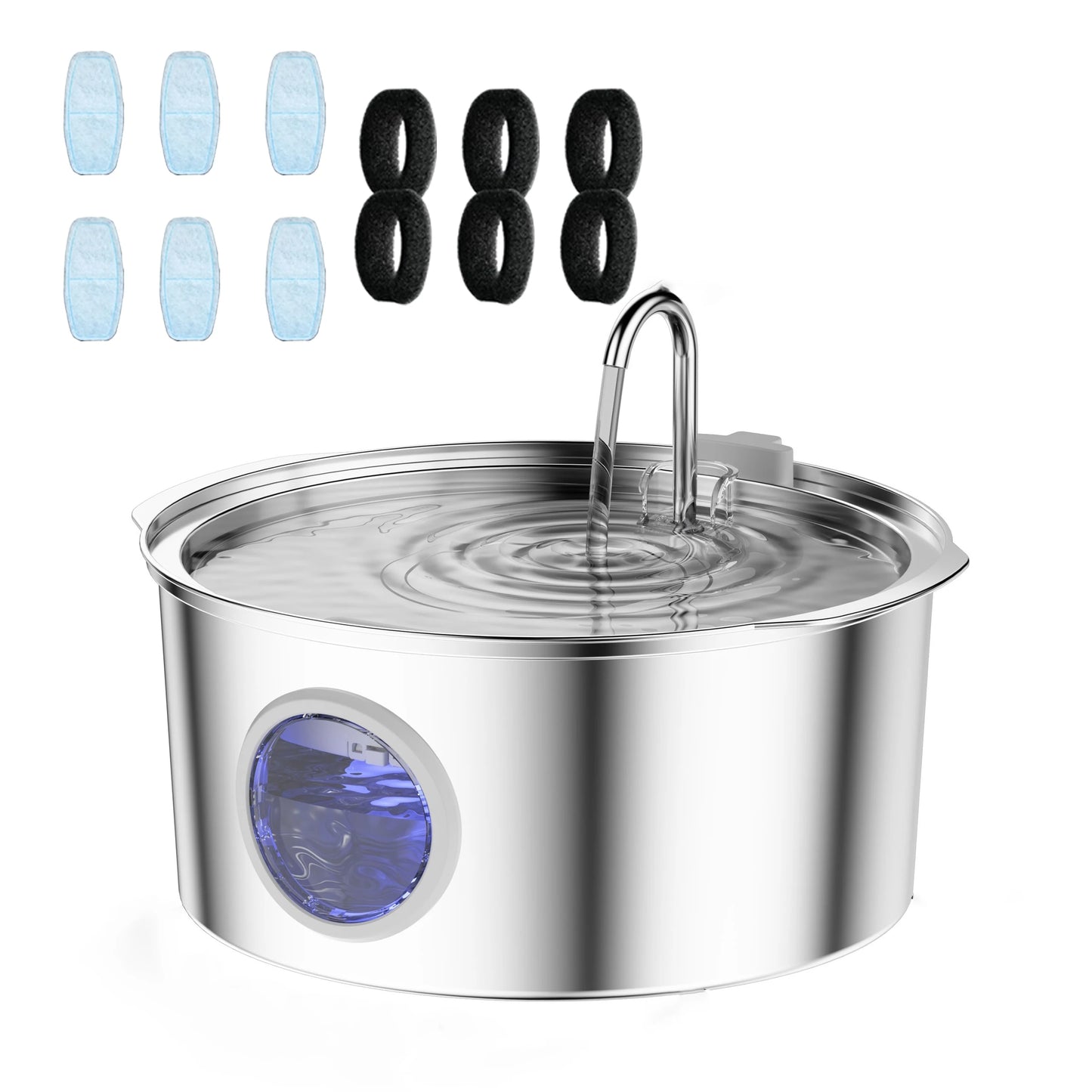 Large Pet Water Fountain - 7L Stainless Steel Automatic Dispenser with Silent Operation