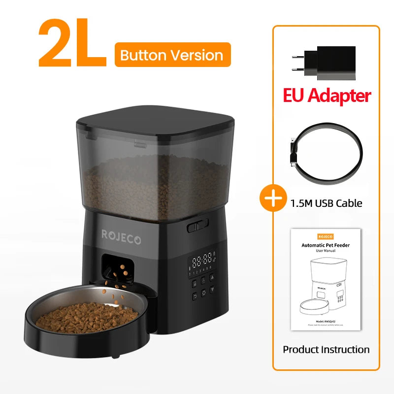 Smart Automatic Cat Feeder with Button Control and Kibble Dispenser