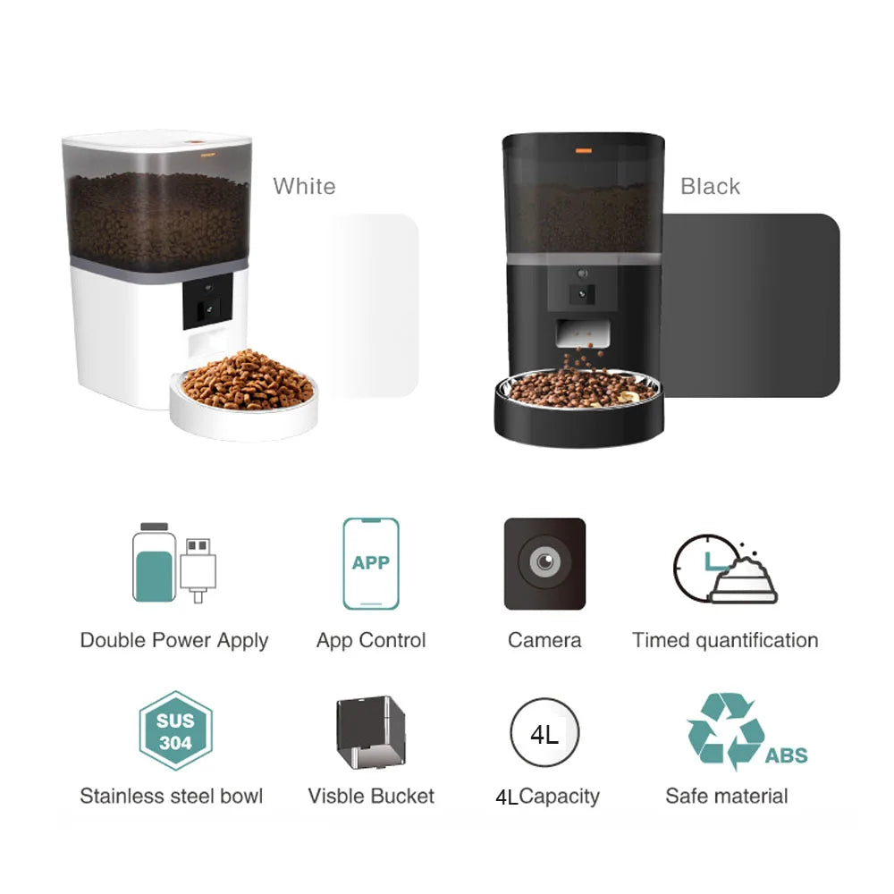 Smart Pet Feeder with HD Camera - 4L Automatic Food Dispenser with App Control